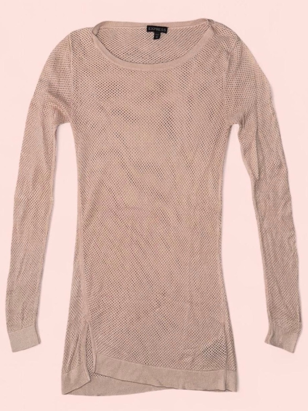 Express Mesh Long Sleeve Sweater Baby Pink